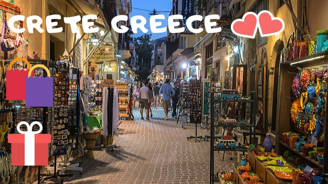 CRETE: NIGHT-SHOPPING in the 14th CENTURY VENETIAN HARBOUR of CHANIA 🛍️ (GREECE)