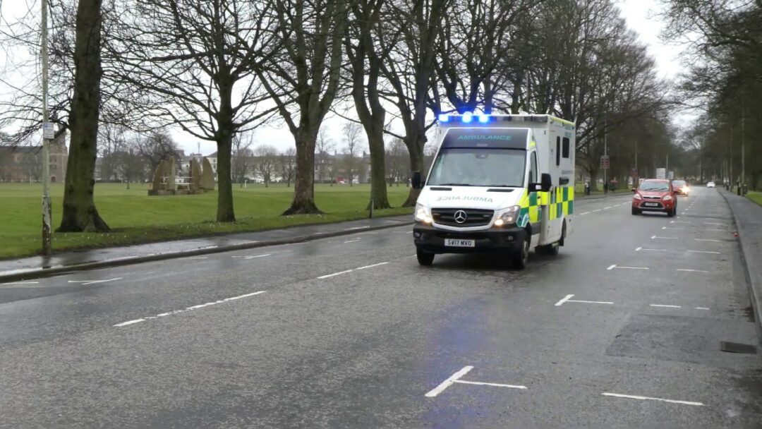 Ambulance Responding To Emergency Perth Perthshire Scotland