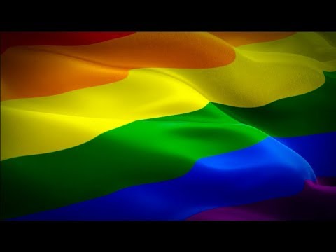 Gay Rainbow Pride flag waving. 3d LGBT Homosexual flag. 6 Stripes Gay