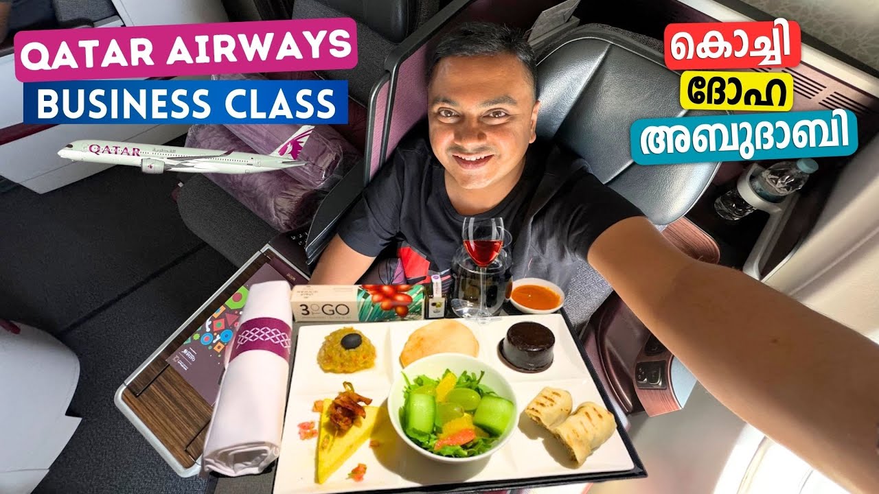 Qatar Airways Business Class from Kochi Doha Abu Dhabi Airbus
