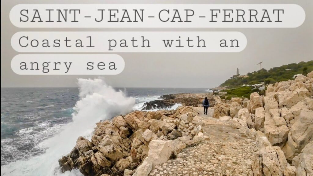 Coastal path with an angry sea. Saint-Jean-Cap-Ferrat, France Coastal path with an angry sea. Saint-Jean-Cap-Ferrat, France