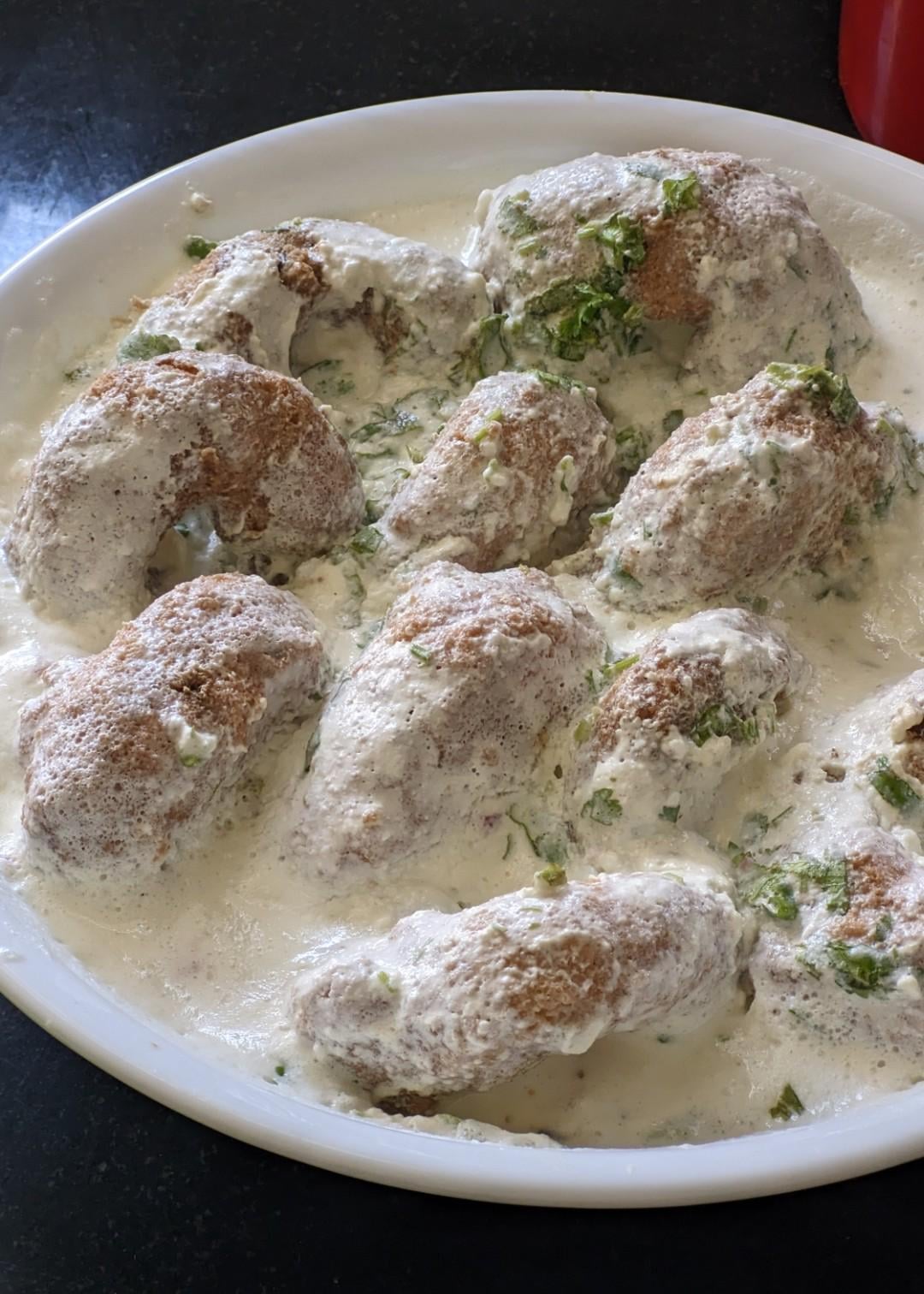 Dahi Vada - a favorite from Northern India (savory rice batter donuts ...
