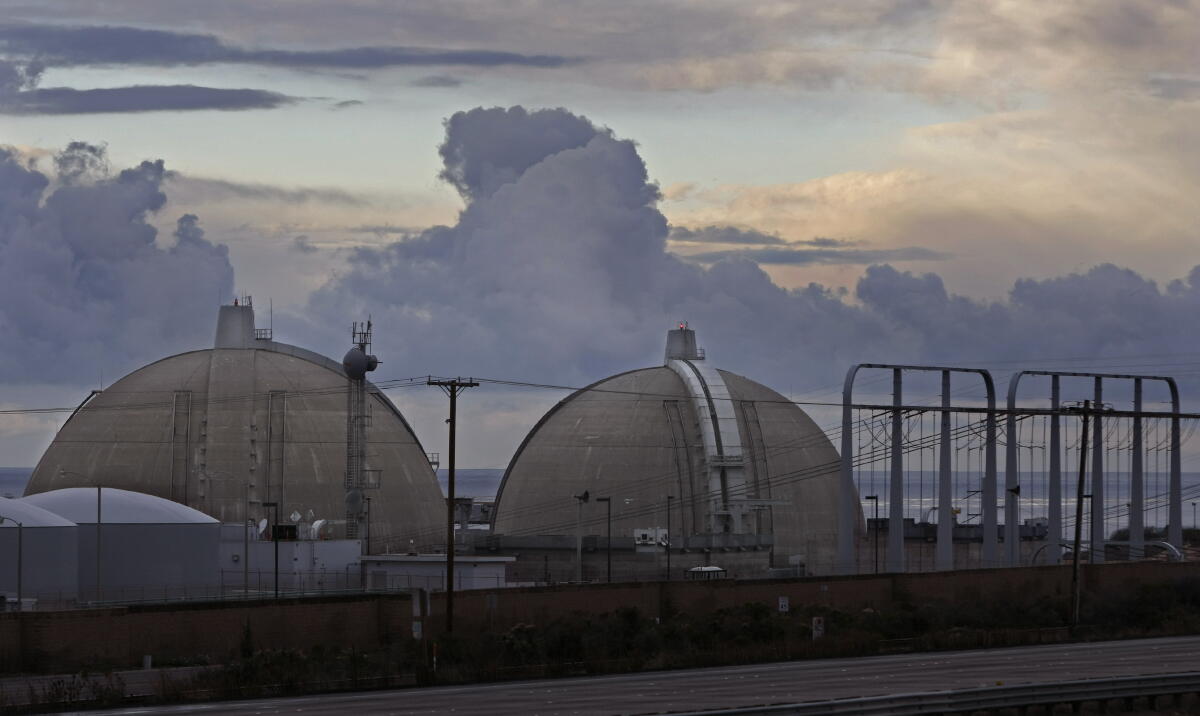 The twin domes of the San Onofre Nuclear Generating Station on the Pacific Coast on Camp Pendleton