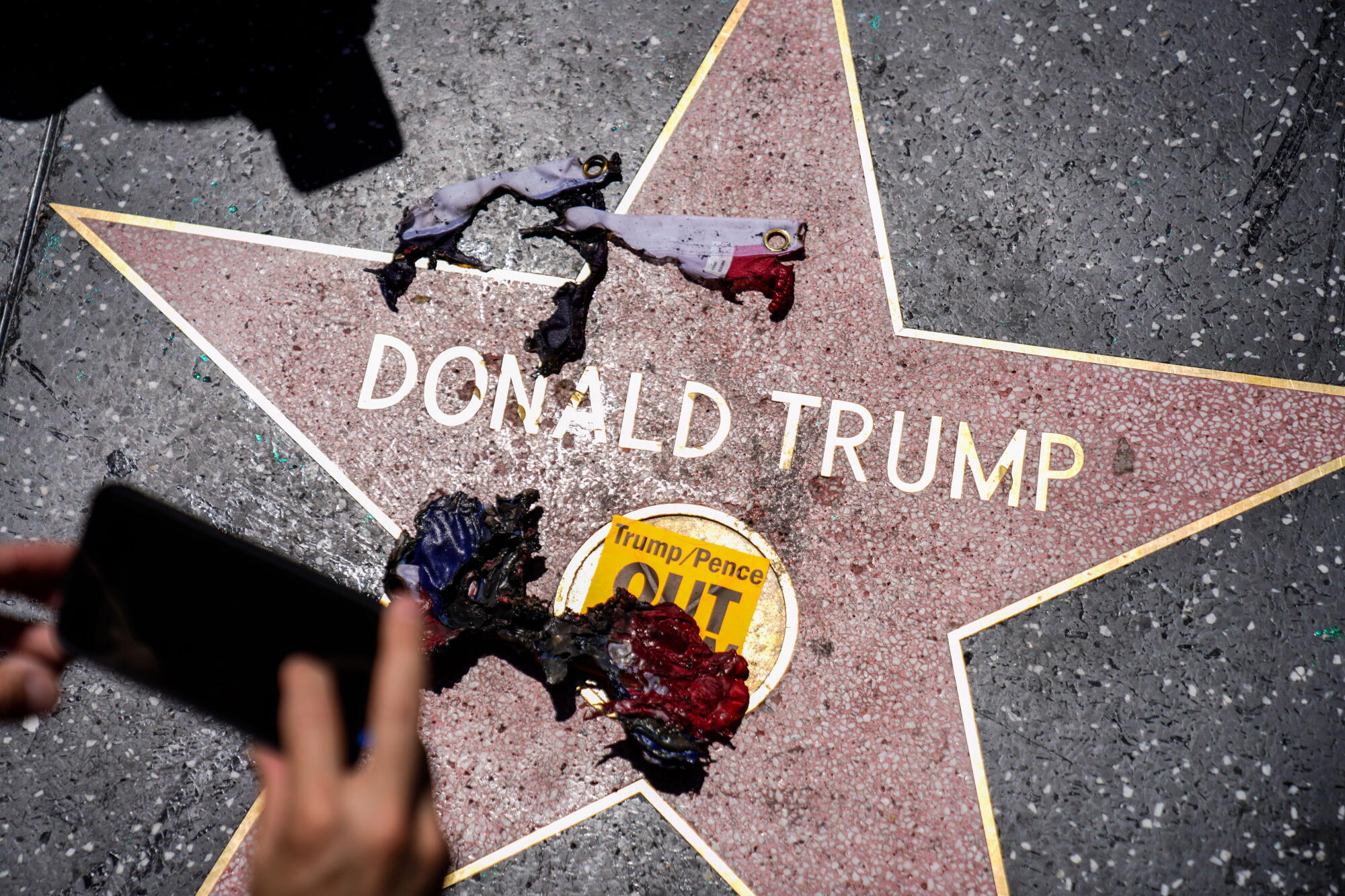 Donald Trump's vandalized star on the Hollywood Walk of Fame
