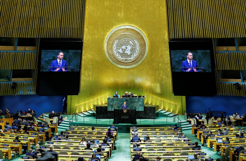 Belgium's Minister of Foreign Affairs Maxime Prevot addresses the 81st United Nations General Assembly at UN headquarters in New York City, US, September 22, 2026. 