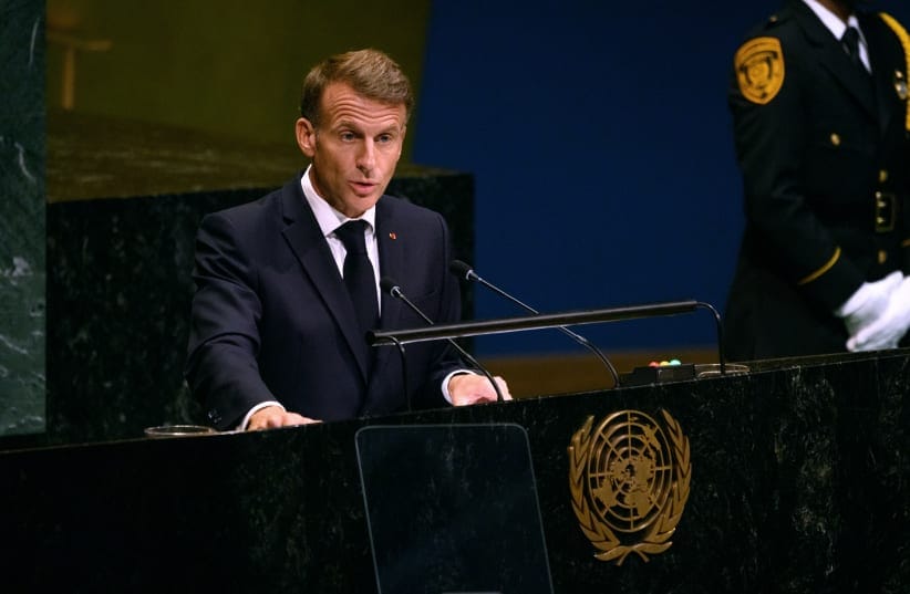 French President Emmanuel Macron speaks during the 81st session of the United Nations General Assembly at the UN Headquarters on September 22, 2026 in New York City.
