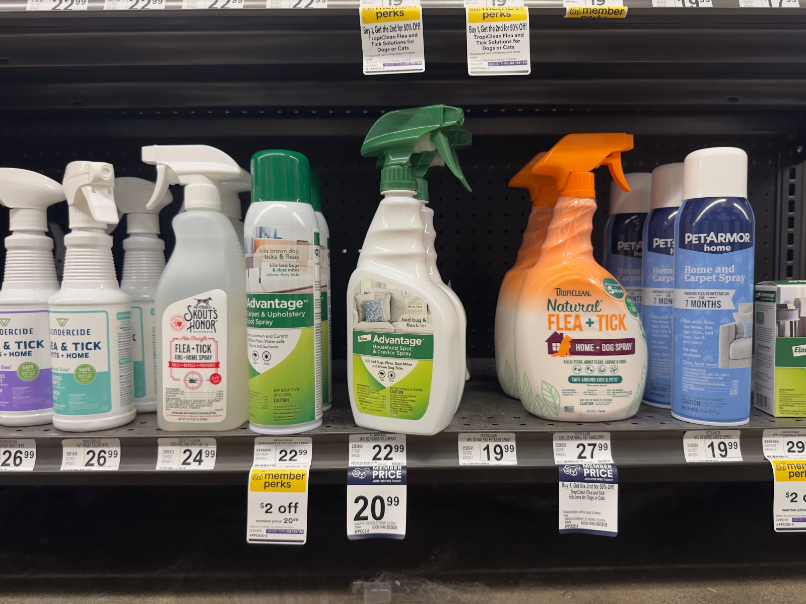 Regulators focused their investigation on spot-on treatments, but these chemicals are also sold in sprays. The Advantage sprays here contain imidacloprid, which has been found in Bay waters.
