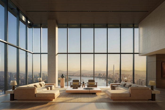 A panoramic view of the living room of Aman Seoul Residence / Photo = Aman