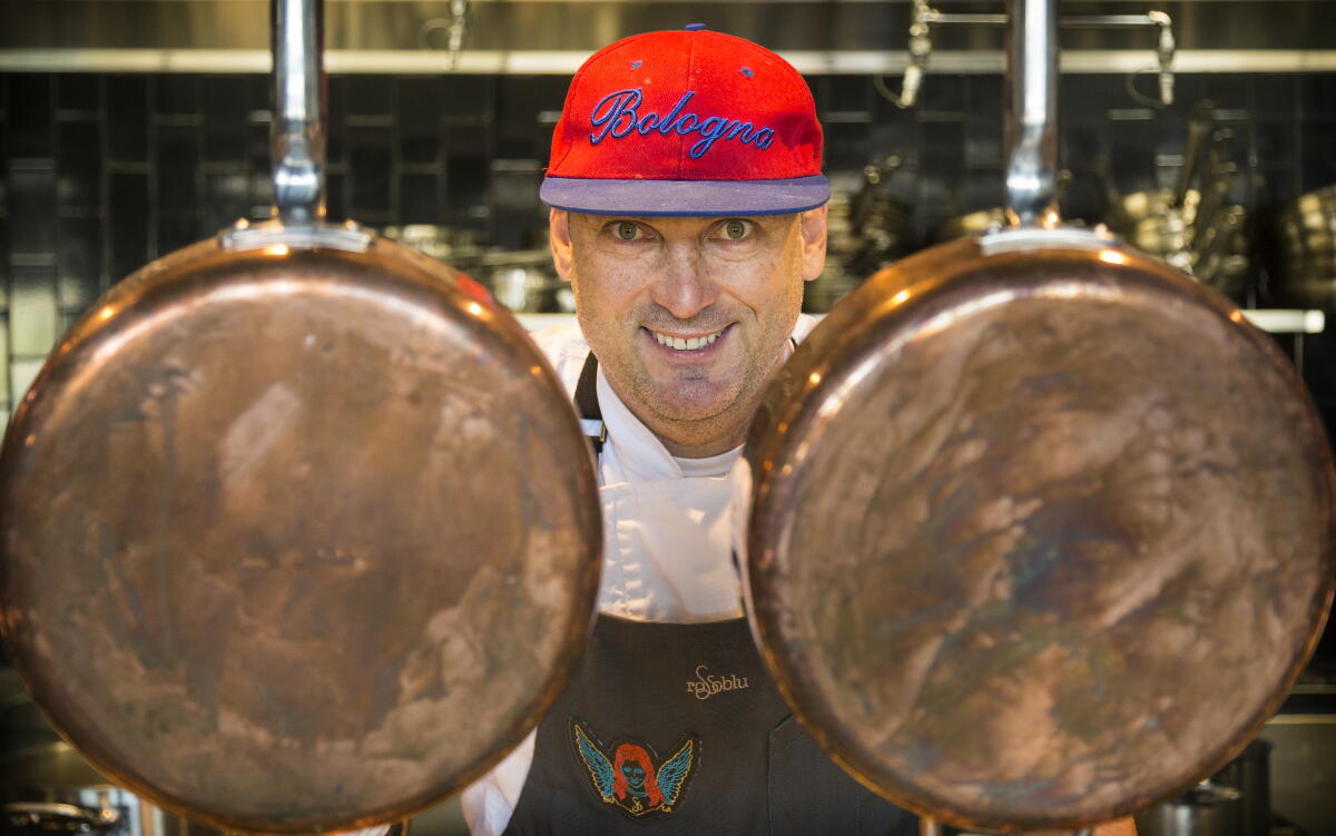  Chef Steve Samson in the kitchen at Rossoblu in downtown Los Angeles. 