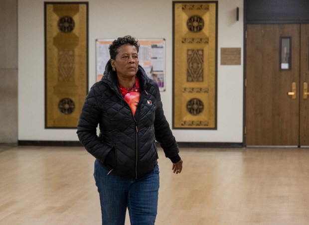Valerie Griffin, the mother Dejanay Stanton, heads back into court at the Leighton Criminal Court Building on Oct. 21, 2026. (Arthur Maiorella/Chicago Tribune)